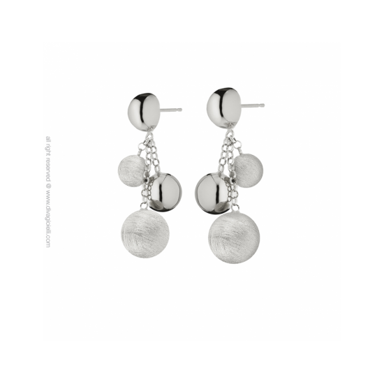 17561ZM - Luce Earrings. rhodium. scratched and shiny - 100213