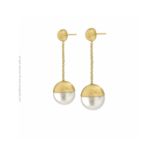 17568GM - Luce Shell Pearl Earrings ø 14 mm. gold plated scratched - 100222