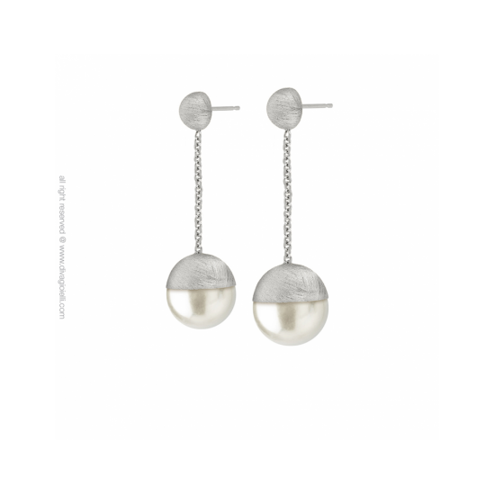 17568ZM - Luce Shell Pearl Earrings ø 14 mm. rhodium scratched - 100224