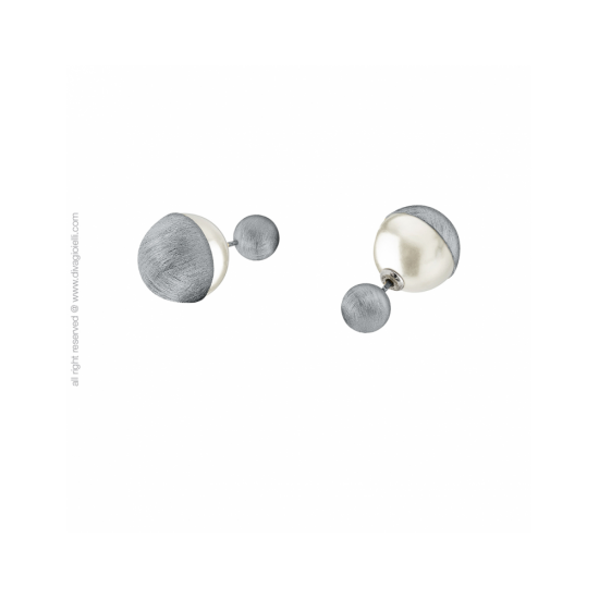 17570DM - Eclisse Earrings. boule and shell pearl. burnished scratched - 100225