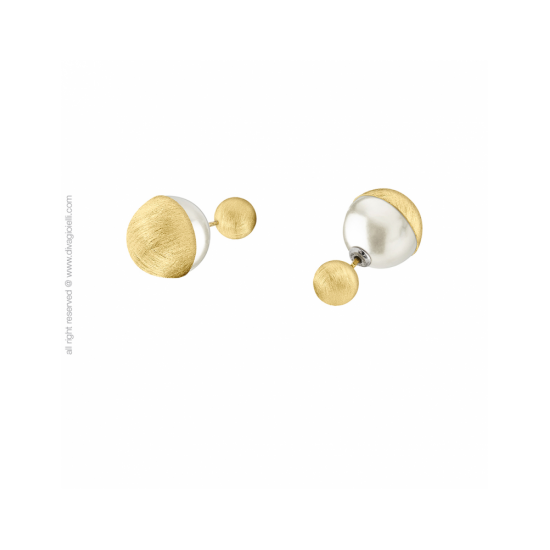 17570GM - Eclisse Earrings. boule and shell pearl. gold plated scratch - 100227