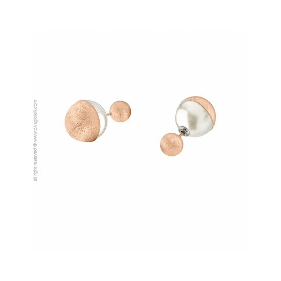 17570RM - Eclisse Earrings. boule and shell pearl. rose gold scratched - 100229