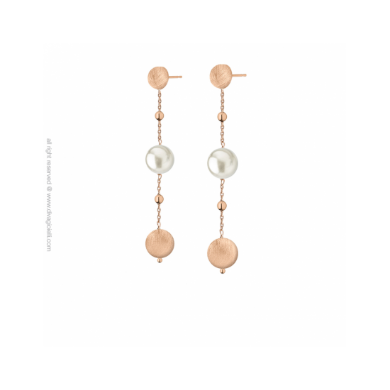 17574RM - Luce Shell Pearl Earrings. boule. rose gold scratched - 100239