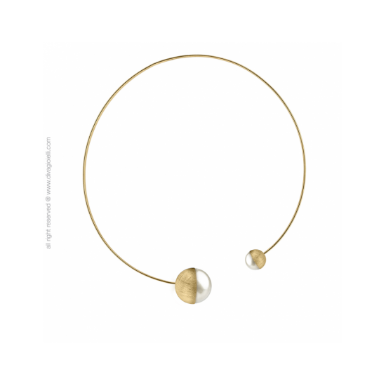 17585GM - Eclisse Necklace. shell pearl. gold plated scratched - 100259