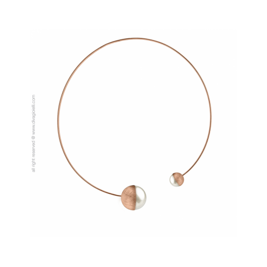 17585RM - Eclisse Necklace. shell pearl. rose gold scratched - 100261