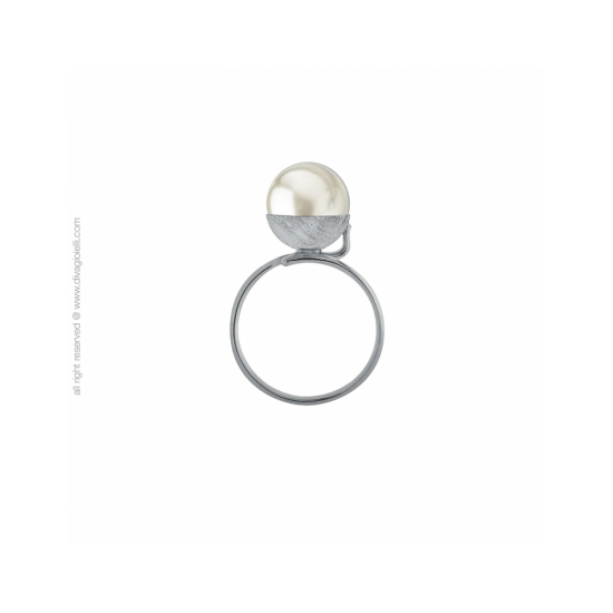 17587DM - Eclisse Ring, adj., shell pearl ø 10 mm, double lap, burnish - 100271