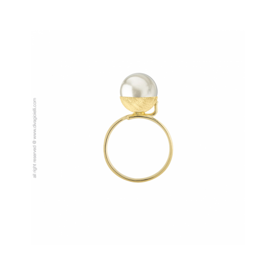 17587GM - Eclisse Ring, shell pearl ø 10 mm double lap gold - 100273