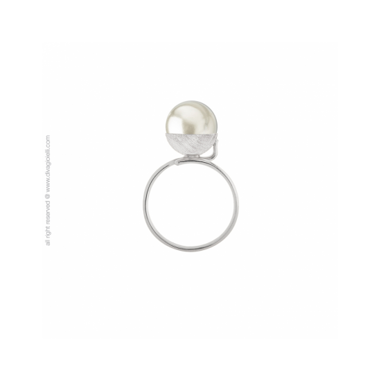 17587ZM - Eclisse Ring, shell pearl ø 10 mm double lap rhodium - 100277