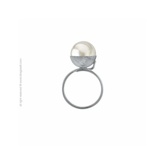 17588DM - Eclisse Ring, adj., shell pearl ø 12 mm, double lap, burnish - 100279