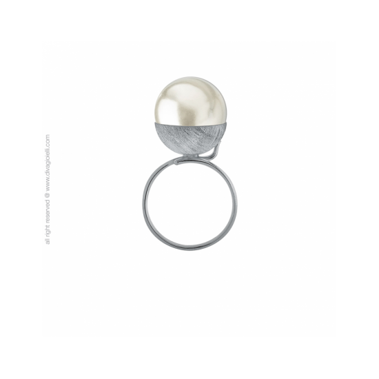 17589DM - Eclisse Ring, adj., shell pearl ø 14 mm, double lap, burnish - 100286