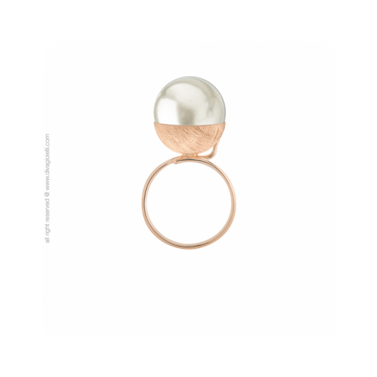 17589RM - Eclisse Ring, shell pearl ø 14 mm, double lap, rose gold - 100289