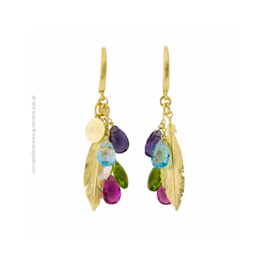 17816GP - Earrings. hydrothermal quartz. gold plated - 100310