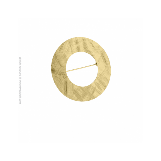 18051GM - Brooch - Marveilles. flat circle ø65mm. gold - 100358