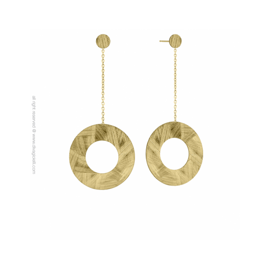 18063GM - Earring - Piper. flat pendant circle ø40mm. gold - 100379