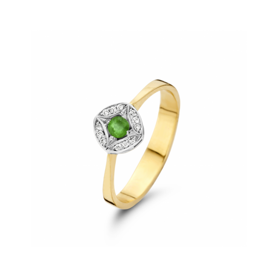 41-RSOL005-SMAR - MDE Ring Smaragd + 0,05crt briljant