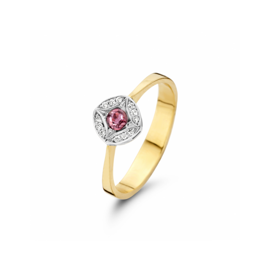 41-RSOL005-TOER - MDE Ring Toermalijn roze + 0,05crt briljant